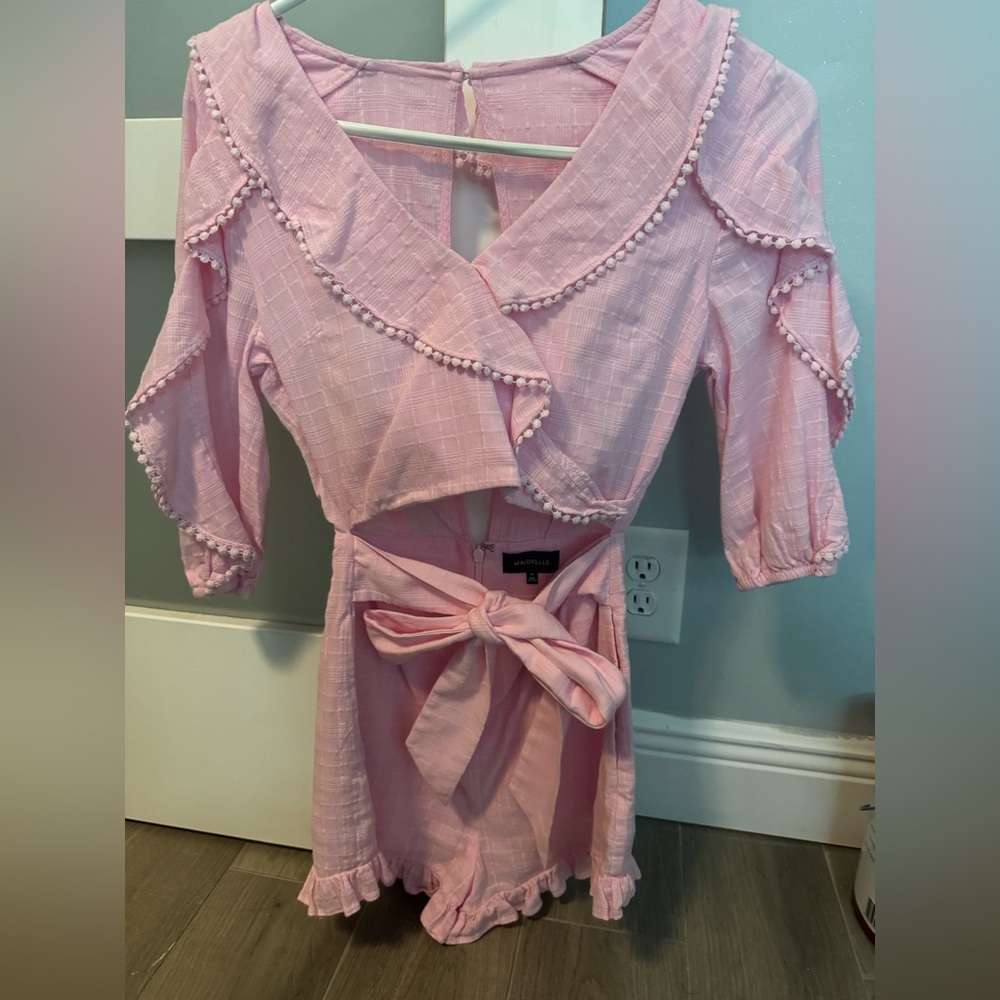 MAJORELLE Pink Ruffled Wrap Jumpsuit
